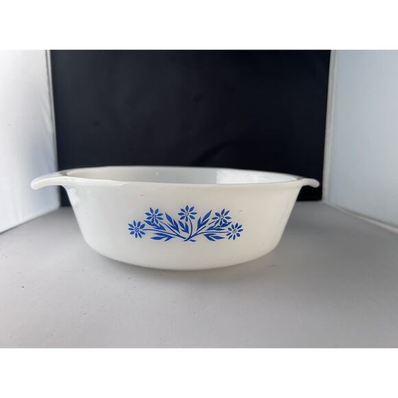 Fire King Anchor Hocking Oven Proof 1 Qt Casserole Dish Blue Corn Flower 436 - Picture 6 of 10